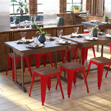 English Elm EE1803 Industrial Commercial Grade Metal Colorful Restaurant Barstool - Set of 4 Red EEV-13602