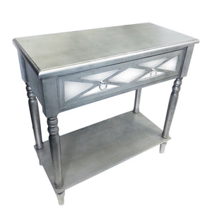 Benzara Classy TV Table Stand - Benzara ETD-EN27103 Gray Wood Mirror ETD-EN27103