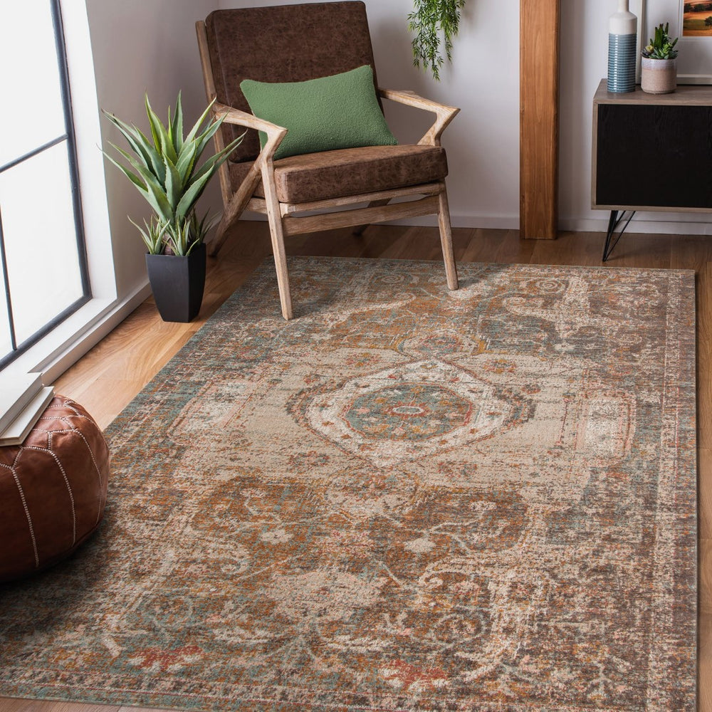 AMER Rugs Eternal ETE-11 Power-Loomed Medallion Transitional Area Rug Taupe 9'10" x 13'10"