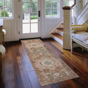 AMER Rugs Eternal ETE-11 Power-Loomed Medallion Transitional Area Rug Taupe 2'7" x 7'6"