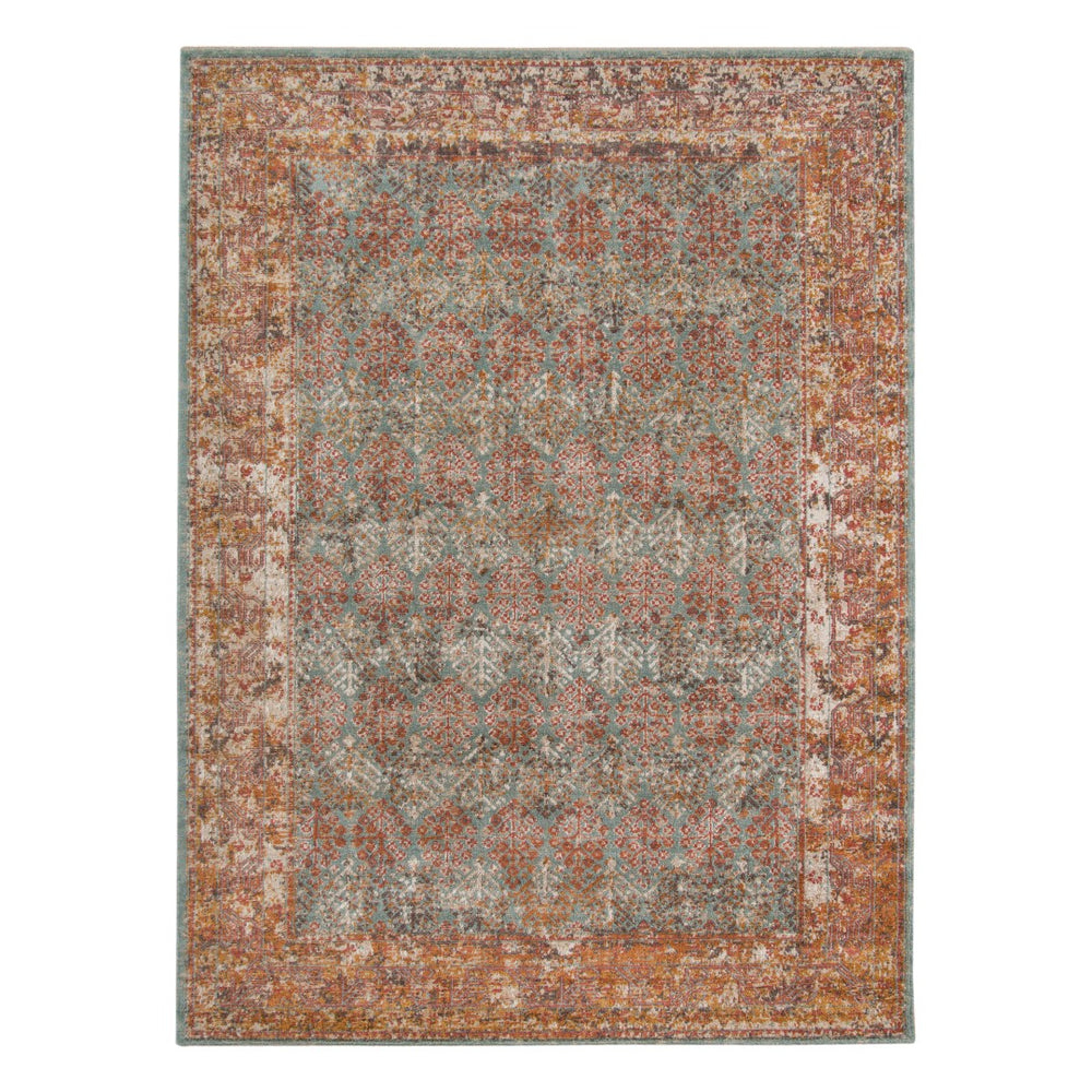 AMER Rugs Eternal ETE-15 Power-Loomed Bordered Transitional Area Rug Teal 9'10" x 13'10"