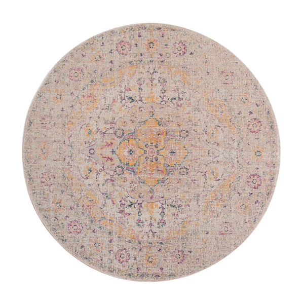 AMER Rugs Eternal ETE-2 Power-Loomed Oriental Transitional Area Rug Ivory/Yellow 6'7" x 6'7"R