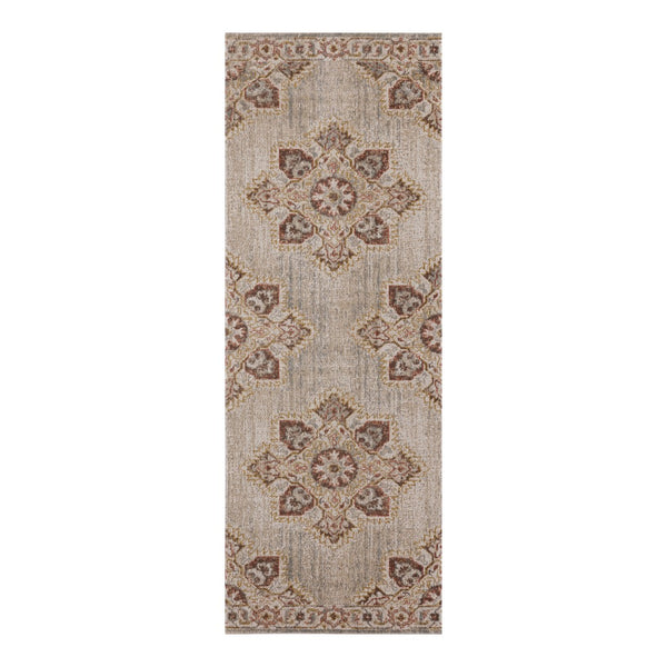 AMER Rugs Eternal ETE-20 Power-Loomed Medallion Transitional Area Rug Beige 2'7" x 7'6"