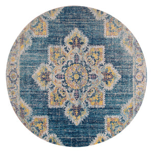 AMER Rugs Eternal ETE-22 Power-Loomed Medallion Transitional Area Rug Turquoise 6'7" x 6'7"R
