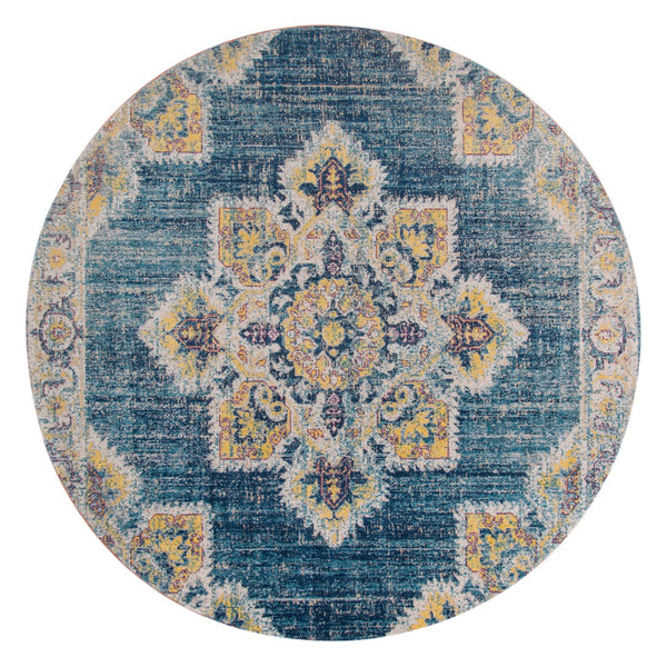 AMER Rugs Eternal ETE-22 Power-Loomed Medallion Transitional Area Rug Turquoise 6'7" x 6'7"R