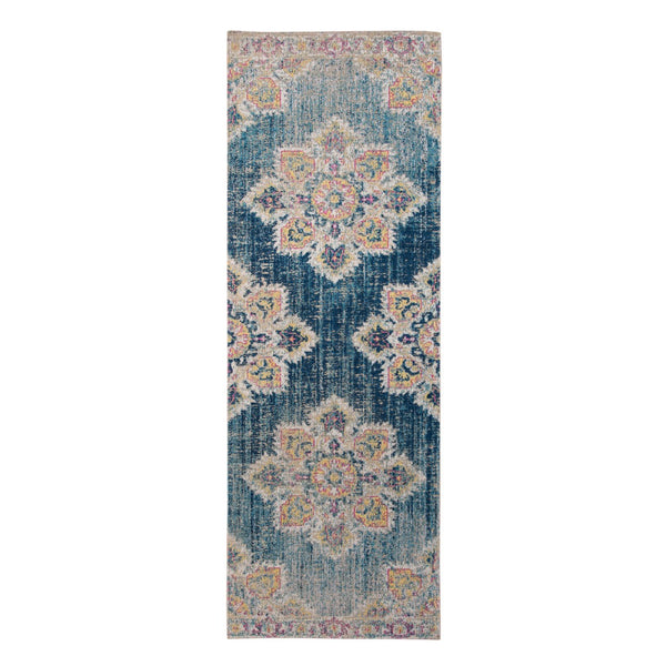 AMER Rugs Eternal ETE-22 Power-Loomed Medallion Transitional Area Rug Turquoise 2'7" x 7'6"