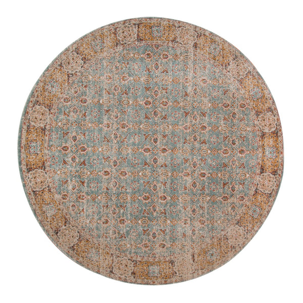 AMER Rugs Eternal ETE-27 Power-Loomed Bordered Transitional Area Rug Teal 6'7" x 6'7"R