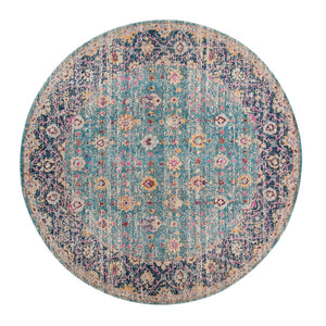 AMER Rugs Eternal ETE-28 Power-Loomed Floral Transitional Area Rug Turquoise 6'7" x 6'7"R
