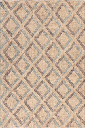 Chandra Rugs Ethel 90% Jute + 10% Cotton Hand-Woven Contemporary Rug Blue/Grey/Natural 7'9 x 10'6