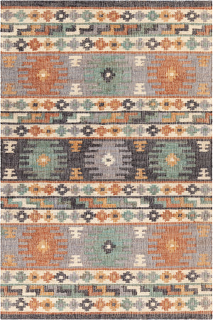 Chandra Rugs Ethel 90% Jute + 10% Cotton Hand-Woven Contemporary Rug Green/Grey/Black/Rust/Gold 7'9 x 10'6