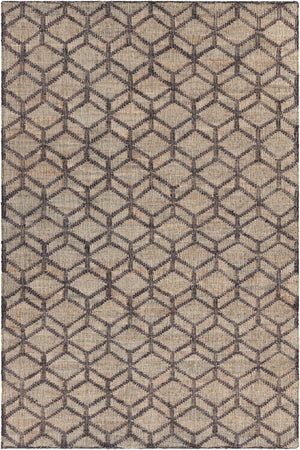 Chandra Rugs Ethel 90% Jute + 10% Cotton Hand-Woven Contemporary Rug Black/Natural 7'9 x 10'6