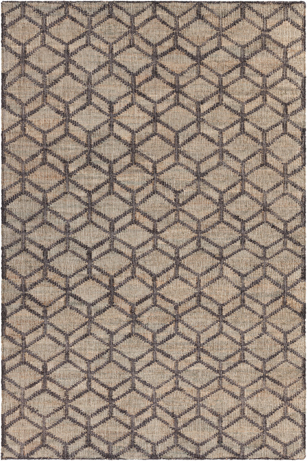 Chandra Rugs Ethel 90% Jute + 10% Cotton Hand-Woven Contemporary Rug Black/Natural 7'9 x 10'6