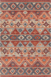 Chandra Rugs Ethel 90% Jute + 10% Cotton Hand-Woven Contemporary Rug Red/Orange/Blue/Natural 7'9 x 10'6