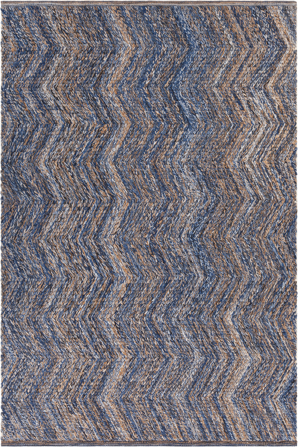 Chandra Rugs Eugenie 100% Recycled Polyester Hand-Woven Contemporary Rug Blue/Gold 7'9 x 10'6