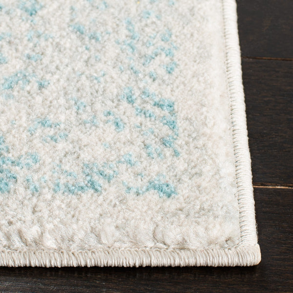 Evoke 256 Transitional Power Loomed 66% Polypropylene 27% Jute 5% Polyester 2% Cotton Rug Ivory / Aqua
