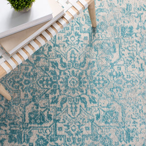 Evoke 256 Transitional Power Loomed 66% Polypropylene 27% Jute 5% Polyester 2% Cotton Rug Ivory / Aqua