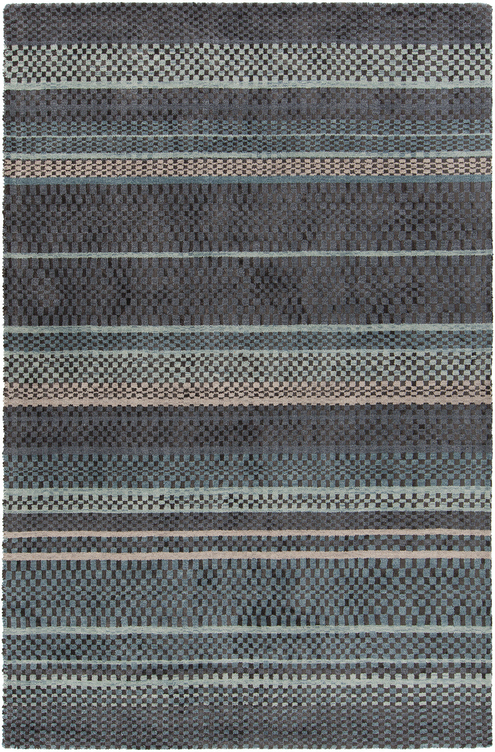 Chandra Rugs Evora 80% Wool + 20% Viscose Hand-Tufted Contemporary Rug Black/Grey 7'9 x 10'6