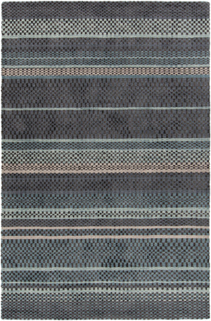 Chandra Rugs Evora 80% Wool + 20% Viscose Hand-Tufted Contemporary Rug Black/Grey 7'9 x 10'6