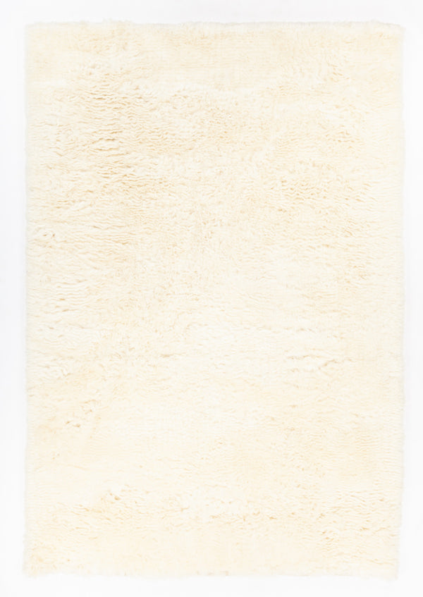 Chandra Rugs Ezmae 100% Wool Hand-Woven Solid Shag Rug Ivory 7'9 x 10'6