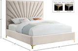 Eclipse Velvet / Engineered Wood / Metal / Foam Contemporary Cream Velvet Full Bed - 59.5" W x 81.5" D x 59.5" H