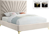 Eclipse Velvet / Engineered Wood / Metal / Foam Contemporary Cream Velvet King Bed - 81" W x 86.5" D x 59.5" H