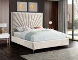 Eclipse Velvet / Engineered Wood / Metal / Foam Contemporary Cream Velvet King Bed - 81" W x 86.5" D x 59.5" H