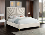 Eclipse Velvet / Engineered Wood / Metal / Foam Contemporary Cream Velvet King Bed - 81" W x 86.5" D x 59.5" H