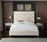 Eclipse Velvet / Engineered Wood / Metal / Foam Contemporary Cream Velvet King Bed - 81" W x 86.5" D x 59.5" H