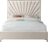 Eclipse Velvet / Engineered Wood / Metal / Foam Contemporary Cream Velvet King Bed - 81" W x 86.5" D x 59.5" H