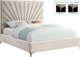 Eclipse Velvet / Engineered Wood / Metal / Foam Contemporary Cream Velvet Queen Bed - 65" W x 86.5" D x 59.5" H