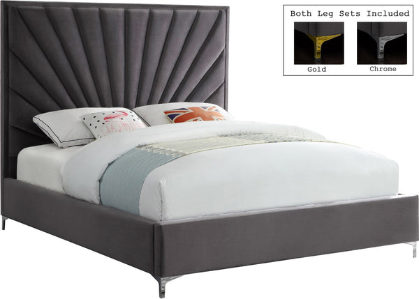 Eclipse Velvet / Engineered Wood / Metal / Foam Contemporary Grey Velvet Full Bed - 59.5" W x 81.5" D x 59.5" H