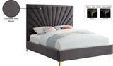 Eclipse Velvet / Engineered Wood / Metal / Foam Contemporary Grey Velvet King Bed - 81" W x 86.5" D x 59.5" H