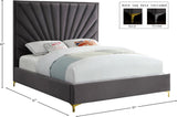 Eclipse Velvet / Engineered Wood / Metal / Foam Contemporary Grey Velvet King Bed - 81" W x 86.5" D x 59.5" H