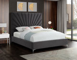 Eclipse Velvet / Engineered Wood / Metal / Foam Contemporary Grey Velvet King Bed - 81" W x 86.5" D x 59.5" H