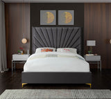 Eclipse Velvet / Engineered Wood / Metal / Foam Contemporary Grey Velvet King Bed - 81" W x 86.5" D x 59.5" H