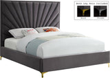 Eclipse Velvet / Engineered Wood / Metal / Foam Contemporary Grey Velvet Queen Bed - 65" W x 86.5" D x 59.5" H