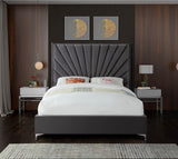 Eclipse Velvet / Engineered Wood / Metal / Foam Contemporary Grey Velvet Queen Bed - 65" W x 86.5" D x 59.5" H