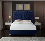 Eclipse Velvet / Engineered Wood / Metal / Foam Contemporary Navy Velvet Full Bed - 59.5" W x 81.5" D x 59.5" H