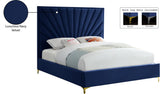 Eclipse Velvet / Engineered Wood / Metal / Foam Contemporary Navy Velvet King Bed - 81" W x 86.5" D x 59.5" H