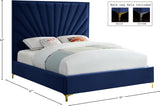 Eclipse Velvet / Engineered Wood / Metal / Foam Contemporary Navy Velvet King Bed - 81" W x 86.5" D x 59.5" H