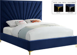 Eclipse Velvet / Engineered Wood / Metal / Foam Contemporary Navy Velvet King Bed - 81" W x 86.5" D x 59.5" H