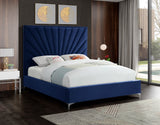 Eclipse Velvet / Engineered Wood / Metal / Foam Contemporary Navy Velvet King Bed - 81" W x 86.5" D x 59.5" H