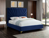 Eclipse Velvet / Engineered Wood / Metal / Foam Contemporary Navy Velvet King Bed - 81" W x 86.5" D x 59.5" H