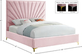 Eclipse Velvet / Engineered Wood / Metal / Foam Contemporary Pink Velvet Full Bed - 59.5" W x 81.5" D x 59.5" H