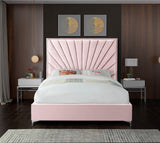 Eclipse Velvet / Engineered Wood / Metal / Foam Contemporary Pink Velvet Full Bed - 59.5" W x 81.5" D x 59.5" H