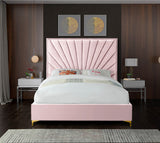 Eclipse Velvet / Engineered Wood / Metal / Foam Contemporary Pink Velvet King Bed - 81" W x 86.5" D x 59.5" H