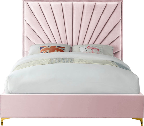 Eclipse Velvet / Engineered Wood / Metal / Foam Contemporary Pink Velvet Queen Bed - 65" W x 86.5" D x 59.5" H