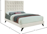 Elly Velvet / Engineered Wood Contemporary Cream Velvet Full Bed - 57" W x 81.9" D x 62" H