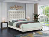 Elly Velvet / Engineered Wood Contemporary Cream Velvet Full Bed - 57" W x 81.9" D x 62" H