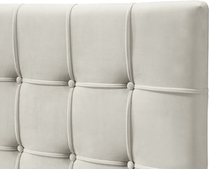Elly Velvet / Engineered Wood Contemporary Cream Velvet Full Bed - 57" W x 81.9" D x 62" H